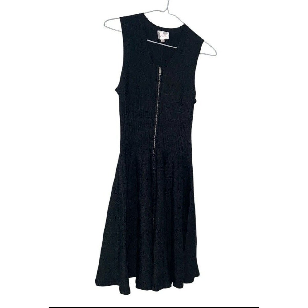 Y2K Parker Dress Fit And Flare Women’s Medium Amanda Zipper Front Black Feminine